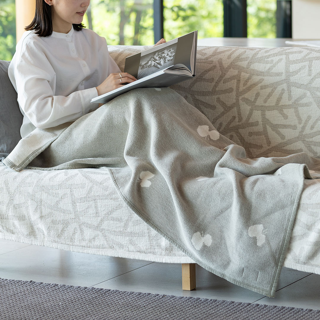 シュニールコットン　ハーフブランケット（90cmX140cm）　CHOUCHO　グレー