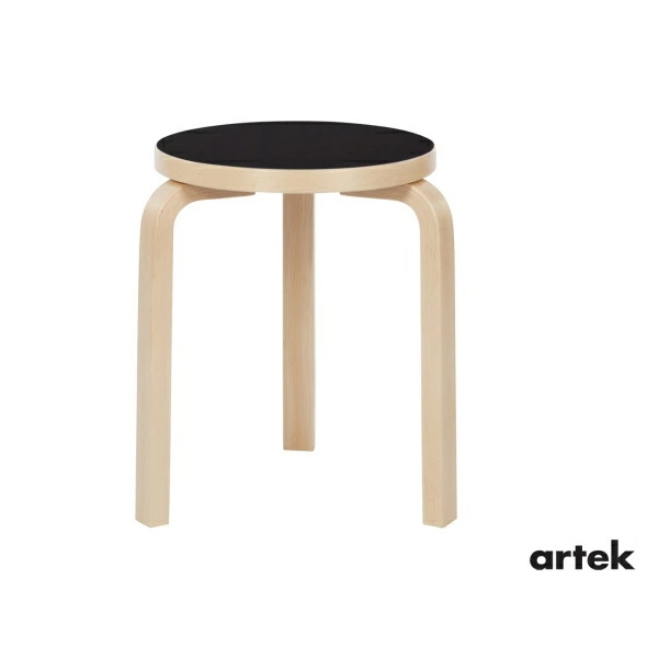 [ artek （アルテック）]　スツール60 （椅子） 3本脚　ブラックリノリウム　Stool60