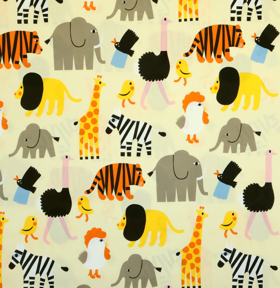 【日本限定】ティーコニ サバンナ動物柄 ライトイエロー 10cm単位 Marimekko