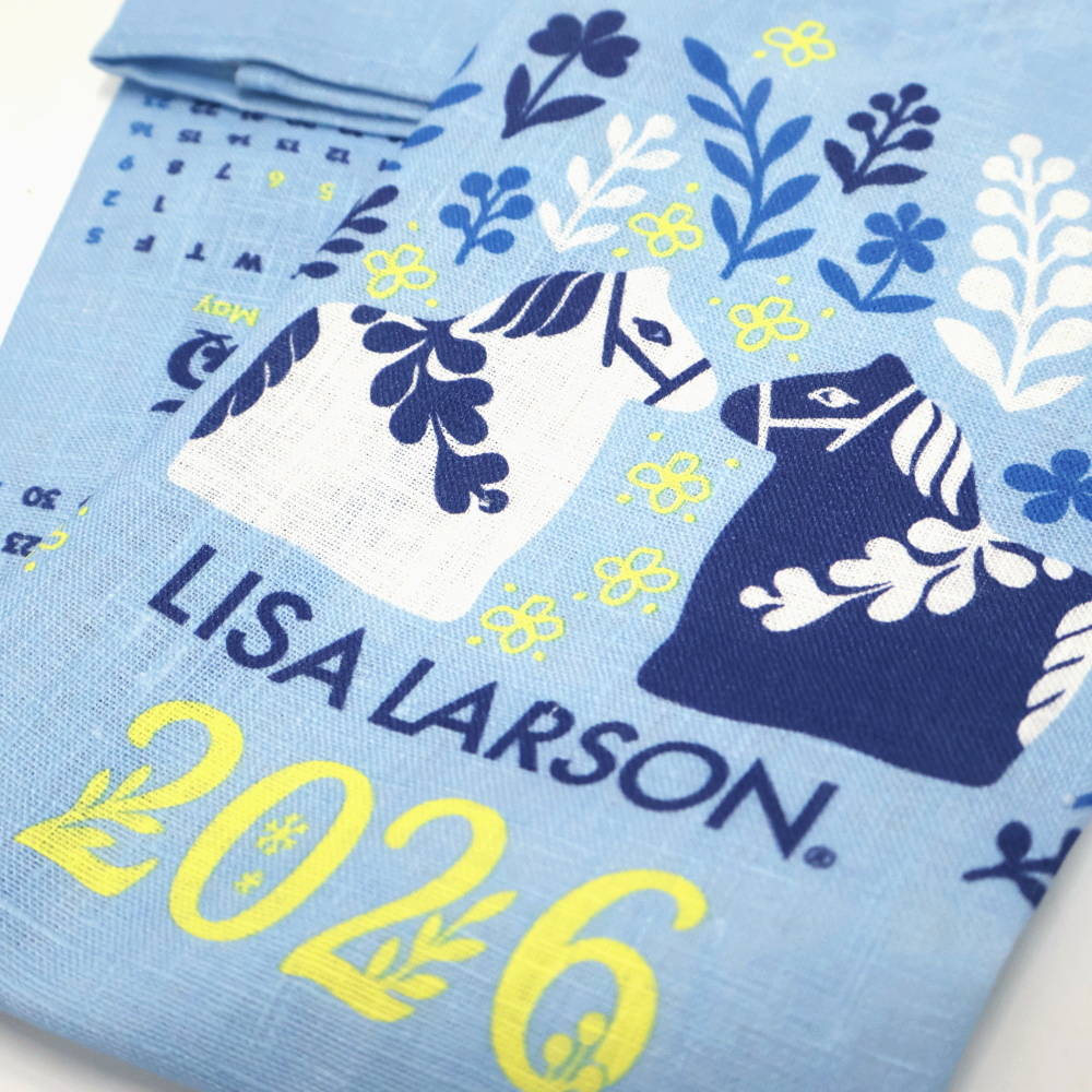 2026 リサラーソン リネン カレンダー ココロシズカの午　ブルー