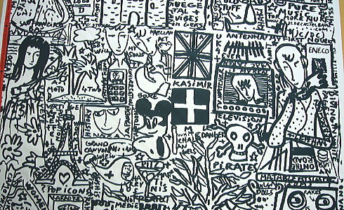 ブサック Ne dessine pas sur les murs 白 コットン生地 10cm単位