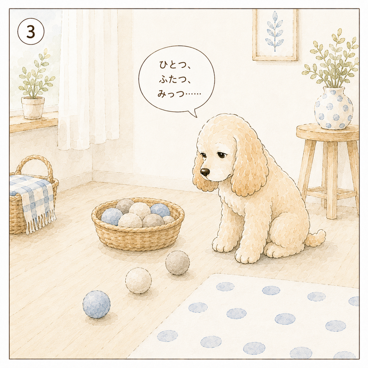 エルの柄さんぽ Vol.01 ボールを数える 3コマ目