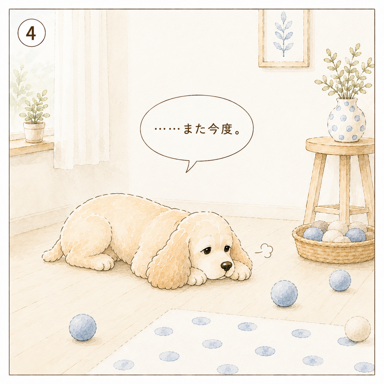 エルの柄さんぽ Vol.01 ボールを数える 4コマ目