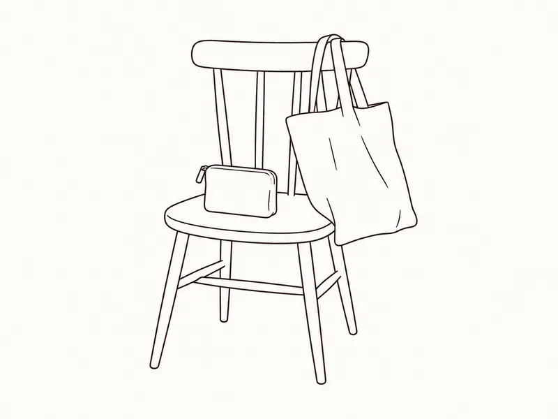椅子に掛けたトートバッグとポーチの挿絵