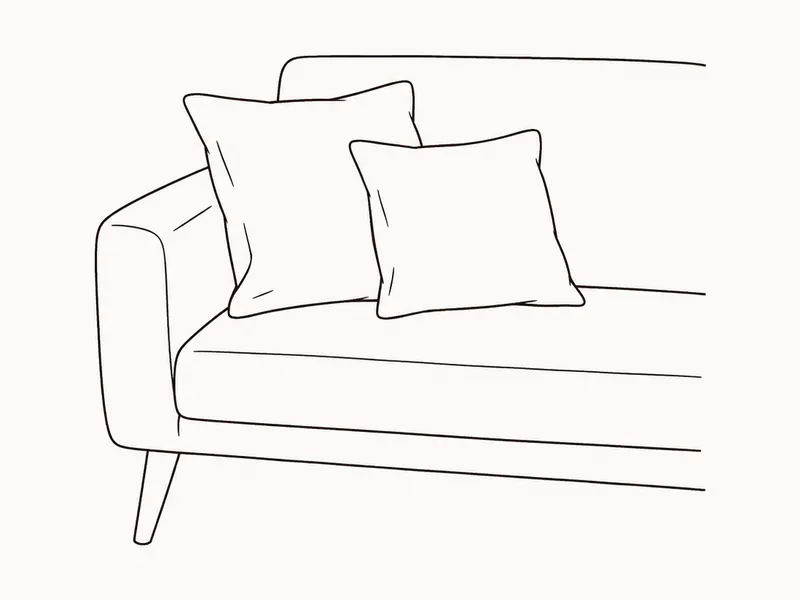 ソファの端に置いたクッションの挿絵