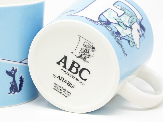 マグを倒して写した底面。ABC COLLECTION by ARABIA のロゴ