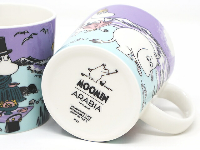 マグカップの底。MOOMIN・ARABIA FINLANDのロゴと2025の年号