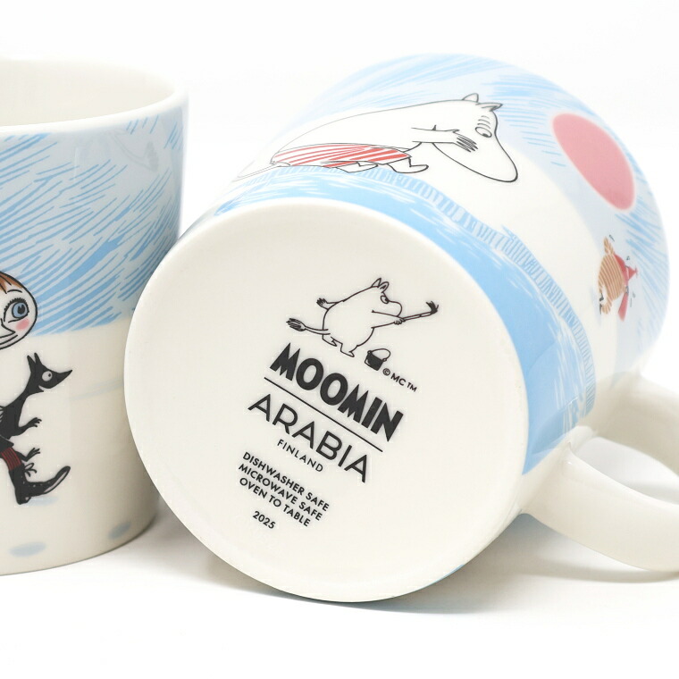 マグカップの底。MOOMIN・ARABIA FINLANDのロゴと2025の年号