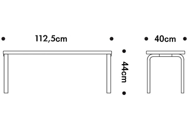 ベンチ153Aの寸法図