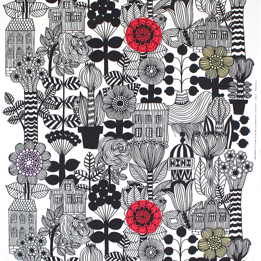 マリメッコ 北欧生地 布 雑貨のインテリアセンター Lintukoto リントゥコト 鳥の住処 No 192 白 綿生地