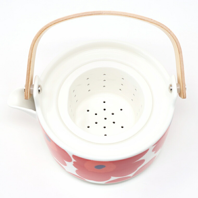 ふたを外して、内側に入った磁器の茶こしを上から見たところ