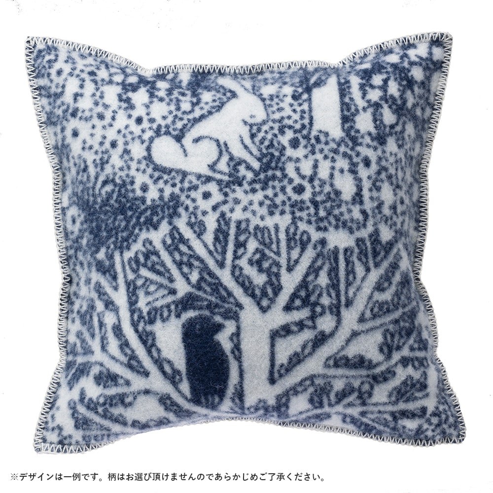 KLIPPAN rabbits play, birds rest ネイビー 柄の出方の一例