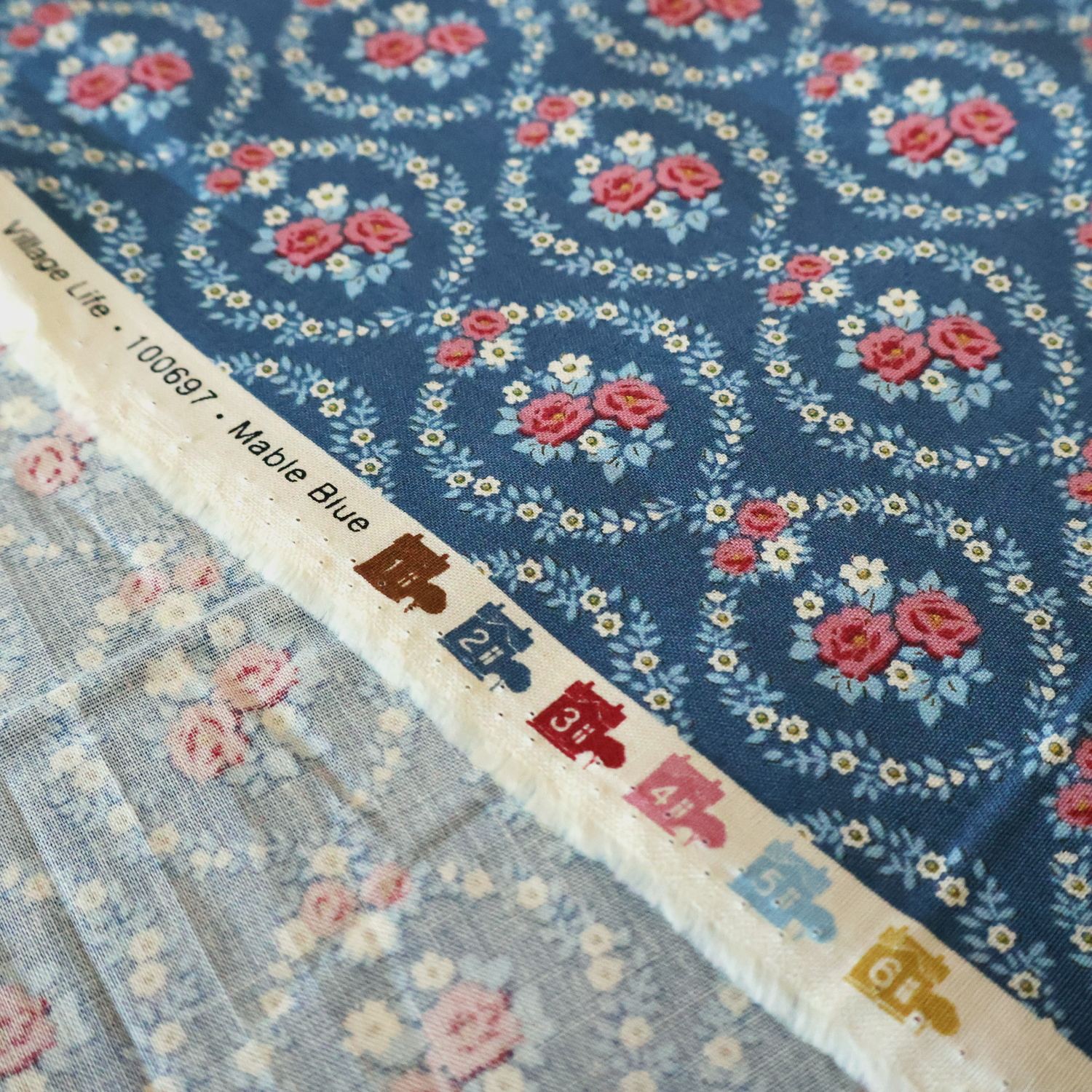 Mable Blue 耳部分。Village Life 100697 Mable Blue の印字